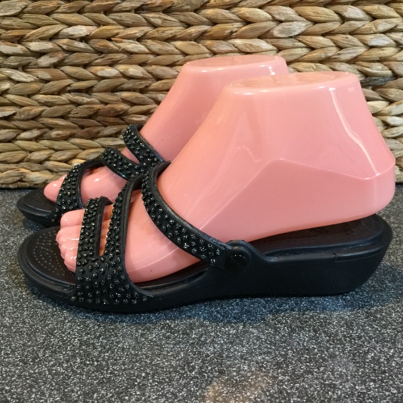 CROCS Black Studded Sandals - Picture 10 of 15